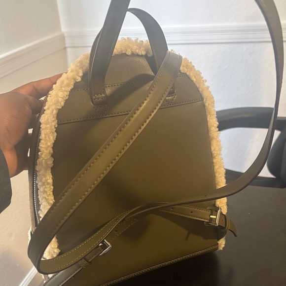 Michael Kors Olive Shearling-Trim Backpack - Picture 4 of 6